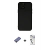 MARSİLYAN™- iPhone 12 Pro Max Kılıf Çekirdek Modern Serisi - Şeffaf Uv Polymer Nano Ekran Koruyucu + Metal Kamera Lens Koruma Cam - GD