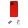 MARSİLYAN™- iPhone 12 Pro Max Kılıf Çekirdek Modern Serisi - Şeffaf Uv Polymer Nano Ekran Koruyucu + Metal Kamera Lens Koruma Cam - GD