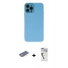 MARSİLYAN™- iPhone 12 Pro Max Kılıf Çekirdek Modern Serisi - Şeffaf Uv Polymer Nano Ekran Koruyucu + Renkli Kamera Lens Koruma Cam - MI