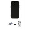 MARSİLYAN™- iPhone 12 Pro Max Kılıf Çekirdek Modern Serisi - Şeffaf Uv Polymer Nano Ekran Koruyucu + Renkli Kamera Lens Koruma Cam - MI