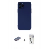 MARSİLYAN™- iPhone 12 Pro Max Kılıf Çekirdek Modern Serisi - Şeffaf Uv Polymer Nano Ekran Koruyucu + Renkli Kamera Lens Koruma Cam - PE