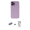 MARSİLYAN™- iPhone 12 Pro Max Kılıf Çekirdek Modern Serisi - Şeffaf Uv Polymer Nano Ekran Koruyucu + Renkli Kamera Lens Koruma Cam - PE