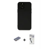 MARSİLYAN™- iPhone 12 Pro Max Kılıf Çekirdek Modern Serisi - Şeffaf Uv Polymer Nano Ekran Koruyucu + Sarı Renkli Kamera Lens Koruma Cam