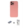 MARSİLYAN™- iPhone 12 Pro Max Kılıf Çekirdek Modern Serisi - Şeffaf Uv Polymer Nano Ekran Koruyucu + Sarı Renkli Kamera Lens Koruma Cam