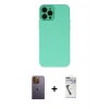MARSİLYAN™- iPhone 12 Pro Max Kılıf Çekirdek Modern Serisi - Şeffaf Uv Polymer Nano Ekran Koruyucu + Neon Fosforlu Kamera Lens - SI