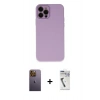 MARSİLYAN™- iPhone 12 Pro Max Kılıf Çekirdek Modern Serisi - Şeffaf Uv Polymer Nano Ekran Koruyucu + Neon Fosforlu Kamera Lens - SI