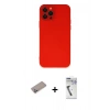 MARSİLYAN™- iPhone 12 Pro Max Kılıf Çekirdek Modern Serisi - Şeffaf Uv Polymer Nano Ekran Koruyucu + Shine Kamera Lens Koruma Cam - SABE