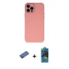 MARSİLYAN™- iPhone 12 Pro Max Kılıf Çekirdek Modern Serisi - Siyah 18D Cam Ekran Koruyucu + Shine Kamera Lens Koruma Cam - GD