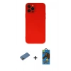 MARSİLYAN™- iPhone 12 Pro Max Kılıf Çekirdek Modern Serisi - Siyah 18D Cam Ekran Koruyucu + Shine Kamera Lens Koruma Cam - GD