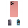 MARSİLYAN™- iPhone 12 Pro Max Kılıf Çekirdek Modern Serisi - Siyah 18D Cam Ekran Koruyucu + Neon Fosforlu Kamera Lens - BZ