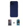 MARSİLYAN™- iPhone 12 Pro Max Kılıf Çekirdek Modern Serisi - Siyah 18D Cam Ekran Koruyucu + Neon Fosforlu Kamera Lens - SI