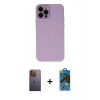 MARSİLYAN™- iPhone 12 Pro Max Kılıf Çekirdek Modern Serisi - Siyah 18D Cam Ekran Koruyucu + Neon Fosforlu Kamera Lens - SI