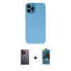 MARSİLYAN™- iPhone 12 Pro Max Kılıf Çekirdek Modern Serisi - Siyah 18D Cam Ekran Koruyucu + Neon Fosforlu Kamera Lens - TU