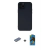 MARSİLYAN™- iPhone 12 Pro Max Kılıf Çekirdek Modern Serisi - Siyah 18D Cam Ekran Koruyucu + Renkli Kamera Lens Koruma Cam - YL