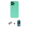 MARSİLYAN™- iPhone 12 Pro Max Kılıf Çekirdek Modern Serisi - Siyah 18D Cam Ekran Koruyucu + Shine Kamera Lens Koruma Cam - SABE
