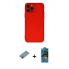 MARSİLYAN™- iPhone 12 Pro Max Kılıf Çekirdek Modern Serisi - Siyah 18D Cam Ekran Koruyucu + Shine Kamera Lens Koruma Cam - GI