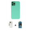 MARSİLYAN™- iPhone 12 Pro Max Kılıf Çekirdek Modern Serisi - Siyah 18D Cam Ekran Koruyucu + Shine Kamera Lens - GD