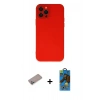 MARSİLYAN™- iPhone 12 Pro Max Kılıf Çekirdek Modern Serisi - Siyah 18D Cam Ekran Koruyucu + Shine Kamera Lens Koruma Cam - SABE