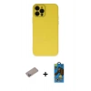 MARSİLYAN™- iPhone 12 Pro Max Kılıf Çekirdek Modern Serisi - Siyah 18D Cam Ekran Koruyucu + Shine Kamera Lens Koruma Cam - SABE
