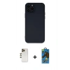 MARSİLYAN™- iPhone 12 Pro Max Kılıf Çekirdek Modern Serisi - Siyah 18D Cam Ekran Koruyucu + Shine Kamera Lens - GD