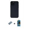 MARSİLYAN™- iPhone 12 Pro Max Kılıf Çekirdek Modern Serisi - Siyah 18D Cam Ekran Koruyucu + Shine Kamera Lens Koruma Cam - GI