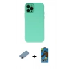 MARSİLYAN™- iPhone 12 Pro Max Kılıf Çekirdek Modern Serisi - Siyah 18D Cam Ekran Koruyucu + Shine Kamera Lens Koruma Cam - GI