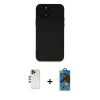 MARSİLYAN™- iPhone 12 Pro Max Kılıf Çekirdek Modern Serisi - Siyah 18D Cam Ekran Koruyucu + Shine Kamera Lens - GD