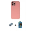 MARSİLYAN™- iPhone 12 Pro Max Kılıf Çekirdek Modern Serisi - Siyah 18D Cam Ekran Koruyucu + Shine Kamera Lens Koruma Cam - SH