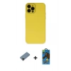 MARSİLYAN™- iPhone 12 Pro Max Kılıf Çekirdek Modern Serisi - Siyah 18D Cam Ekran Koruyucu + Shine Kamera Lens Koruma Cam - SH