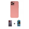 MARSİLYAN™- iPhone 12 Pro Max Kılıf Çekirdek Modern Serisi - Siyah 18D Cam Ekran Koruyucu + Neon Fosforlu Kamera Lens - TU