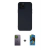 MARSİLYAN™- iPhone 12 Pro Max Kılıf Çekirdek Modern Serisi - Siyah 18D Cam Ekran Koruyucu + Neon Fosforlu Kamera Lens - YL