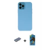 MARSİLYAN™- iPhone 12 Pro Max Kılıf Çekirdek Modern Serisi - Siyah 18D Cam Ekran Koruyucu + Renkli Kamera Lens Koruma Cam - YL