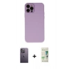 MARSİLYAN™- iPhone 12 Pro Max Kılıf Çekirdek Modern Serisi - Siyah 20D Premium Cam Ekran Koruyucu + Neon Fosforlu Kamera Lens - BZ