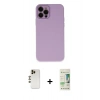 MARSİLYAN™- iPhone 12 Pro Max Kılıf Çekirdek Modern Serisi - Siyah 20D Premium Cam Ekran Koruyucu + Shine Kamera Lens - GD