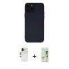 MARSİLYAN™- iPhone 12 Pro Max Kılıf Çekirdek Modern Serisi - Siyah 20D Premium Cam Ekran Koruyucu + Shine Kamera Lens - GD