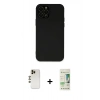 MARSİLYAN™- iPhone 12 Pro Max Kılıf Çekirdek Modern Serisi - Siyah 20D Premium Cam Ekran Koruyucu + Shine Kamera Lens - GD