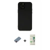 MARSİLYAN™- iPhone 12 Pro Max Kılıf Çekirdek Modern Serisi - Siyah 20D Premium Cam Ekran Koruyucu + Metal Kamera Lens Koruma Cam - KI