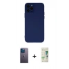 MARSİLYAN™- iPhone 12 Pro Max Kılıf Çekirdek Modern Serisi - Siyah 20D Premium Cam Ekran Koruyucu + Neon Fosforlu Kamera Lens - MI