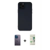 MARSİLYAN™- iPhone 12 Pro Max Kılıf Çekirdek Modern Serisi - Siyah 20D Premium Cam Ekran Koruyucu + Neon Fosforlu Kamera Lens - MI