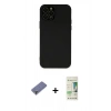 MARSİLYAN™- iPhone 12 Pro Max Kılıf Çekirdek Modern Serisi - Siyah 20D Premium Cam Ekran Koruyucu + Metal Kamera Lens Koruma Cam - GD