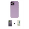 MARSİLYAN™- iPhone 12 Pro Max Kılıf Çekirdek Modern Serisi - Siyah 20D Premium Cam Ekran Koruyucu + Neon Fosforlu Kamera Lens - YL