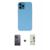MARSİLYAN™- iPhone 12 Pro Max Kılıf Çekirdek Modern Serisi - Siyah 20D Premium Cam Ekran Koruyucu + Neon Fosforlu Kamera Lens - YL