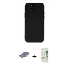 MARSİLYAN™- iPhone 12 Pro Max Kılıf Çekirdek Modern Serisi - Siyah 20D Premium Cam Ekran Koruyucu + Renkli Kamera Lens Koruma Cam - TU