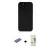 MARSİLYAN™- iPhone 12 Pro Max Kılıf Çekirdek Modern Serisi - Siyah 20D Premium Cam Ekran Koruyucu + Renkli Kamera Lens Koruma Cam - PE