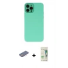 MARSİLYAN™- iPhone 12 Pro Max Kılıf Çekirdek Modern Serisi - Siyah 20D Premium Cam Ekran Koruyucu + Renkli Kamera Lens Koruma Cam - PE