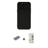 MARSİLYAN™- iPhone 12 Pro Max Kılıf Çekirdek Modern Serisi - Siyah 20D Premium Cam Ekran Koruyucu + Renkli Kamera Lens Koruma Cam - SI