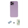 MARSİLYAN™- iPhone 12 Pro Max Kılıf Çekirdek Modern Serisi - Siyah 20D Premium Cam Ekran Koruyucu + Shine Kamera Lens Koruma Cam - MI
