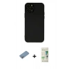 MARSİLYAN™- iPhone 12 Pro Max Kılıf Çekirdek Modern Serisi - Siyah 20D Premium Cam Ekran Koruyucu + Shine Kamera Lens Koruma Cam - GS