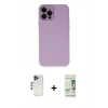 MARSİLYAN™- iPhone 12 Pro Max Kılıf Çekirdek Modern Serisi - Siyah 20D Premium Cam Ekran Koruyucu + Shine Kamera Lens - LT