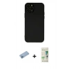 MARSİLYAN™- iPhone 12 Pro Max Kılıf Çekirdek Modern Serisi - Siyah 20D Premium Cam Ekran Koruyucu + Shine Kamera Lens Koruma Cam - MI